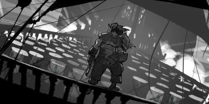 Concept art of Gangplank 02 Sketch from the video game Legends Of Runeterra by Sixmorevodka and Gerald Parel