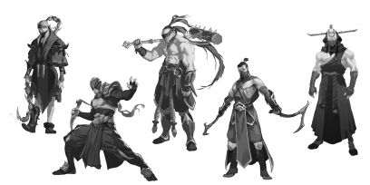 Concept art of Ionia Concepts from the video game Legends Of Runeterra by Sixmorevodka and Claudiu Antoniu Magherusan and Monika Palosz and Michal Ivan and Maki Planas Mata