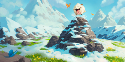 Concept art of Jubilant Poro from the video game Legends Of Runeterra by Sixmorevodka and Alessandro Poli