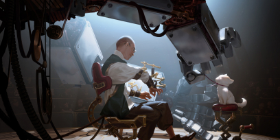 Concept art of Professor Von Yipp from the video game Legends Of Runeterra by Sixmorevodka and Gerald Parel and Monika Palosz