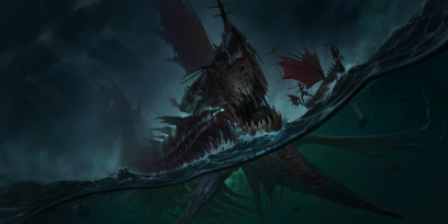 Concept art of Terror Of The Tides from the video game Legends Of Runeterra by Sixmorevodka and William Bao