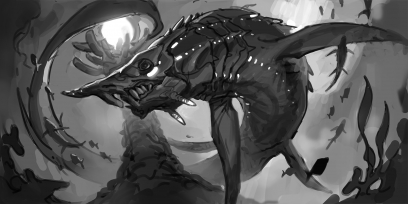 Concept art of Vicious Plate Wyrm Sketch from the video game Legends Of Runeterra by Sixmorevodka and William Bao