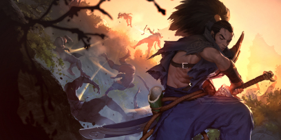 Concept art of Yasuo from the video game Legends Of Runeterra by Sixmorevodka and Gerald Parel