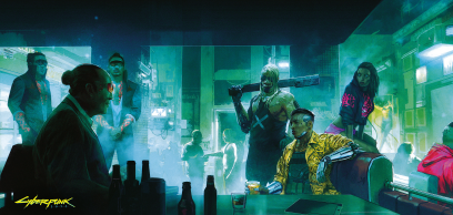 Concept art of Doing Business from the video game Cyberpunk 2077