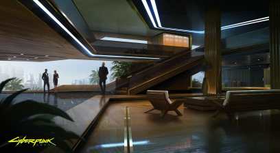 Concept art of Neokitsch Interiors from the video game Cyberpunk 2077