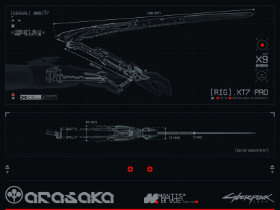 Concept art of Arasaka Mantis Blades from the video game Cyberpunk 2077