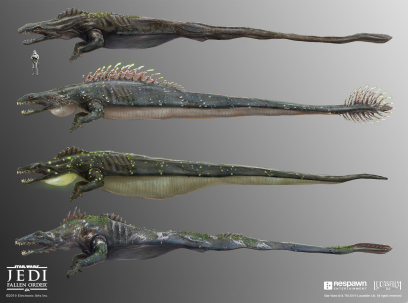 Concept art of Dragon Snake from the video game Star Wars Jedi Fallen Order by Amy Fry