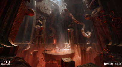 Concept art of Dathomir Fight Arena from the video game Star Wars Jedi Fallen Order by George Rushing