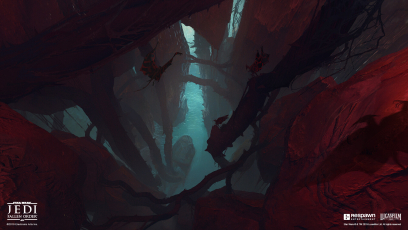 Concept art of Dathomir Water Caves from the video game Star Wars Jedi Fallen Order by Bruno Werneck