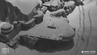 Concept art of Zeffo Landing Pad from the video game Star Wars Jedi Fallen Order by Bruno Werneck