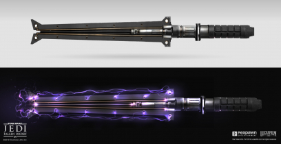 Concept art of Weapons from the video game Star Wars Jedi Fallen Order by Prog Wang