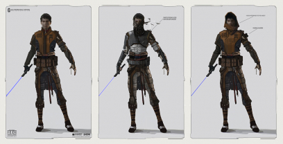 Concept art of Boone Sketches from the video game Star Wars Jedi Fallen Order by Gustavo Henrique Mendonça