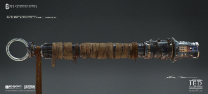 Concept art of Boone Lightsaber from the video game Star Wars Jedi Fallen Order by Gustavo Henrique Mendonça