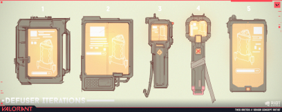 Concept art of Defusers from the video game Valorant by Theo Aretos