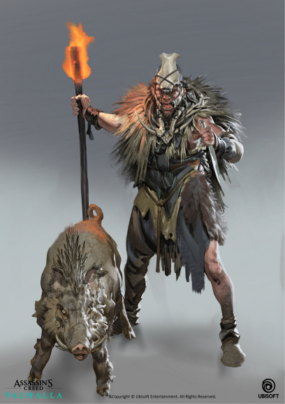 Concept art of Bandit Boar Master from the video game Assassin's Creed Valhalla by Even Amundsen