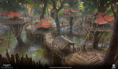 Concept art of Camp from the video game Assassin's Creed Valhalla by Gilles Beloeil