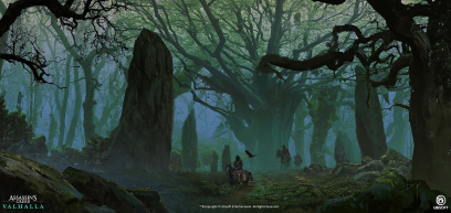 Concept art of Inside The Woods from the video game Assassin's Creed Valhalla by Donglu Yu