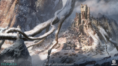 Concept art of Jotunheim Utgard from the video game Assassin's Creed Valhalla by Erin Abeo