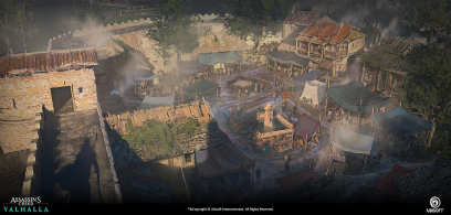 Concept art of London from the video game Assassin's Creed Valhalla by Gilles Beloeil