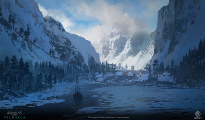 Concept art of Norway Village Reveal from the video game Assassin's Creed Valhalla by Gilles Beloeil