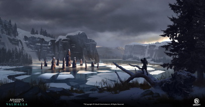 Concept art of Standing Stone from the video game Assassin's Creed Valhalla by Wei Wei