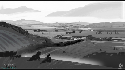 Concept art of Wilteshire Region Shape Exploration from the video game Assassin's Creed Valhalla by Sabin Boykinov