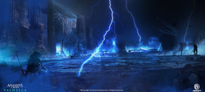 Concept art of Lighting VFX from the video game  Assassins Creed Valhalla by Alexander Joseba