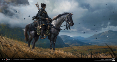 Concept art of Jin's Horse Nobu from the video game Ghost Of Tsushima by Mitch Mohrhauser