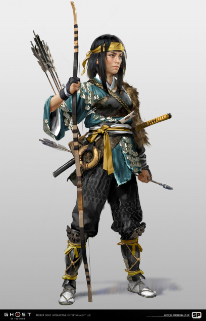 Concept art of Kaede from the video game Ghost Of Tsushima by Mitch Mohrhauser