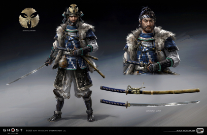 Concept art of Lord Harunobu Adachi from the video game Ghost Of Tsushima by Mitch Mohrhauser