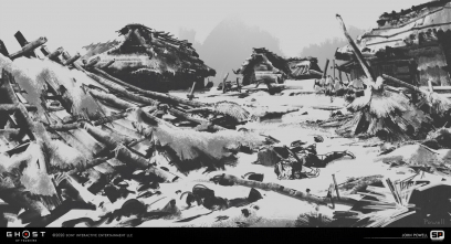 Concept art of Aftermath Sketch from the video game Ghost Of Tsushima by John Powell