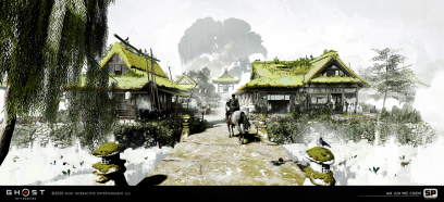 Concept art of Akashima Entrance from the video game Ghost Of Tsushima by Ian Jun Wei Chiew