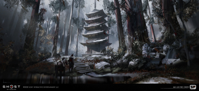 Concept art of Pagoda from the video game Ghost Of Tsushima by Ian Jun Wei Chiew