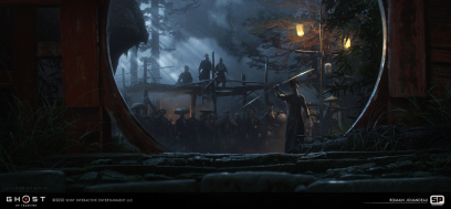 Concept art of Umugi Cove from the video game Ghost Of Tsushima by Romain Jouandeau