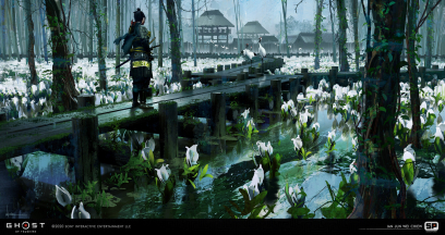 Concept art of White Flowers from the video game Ghost Of Tsushima by Ian Jun Wei Chiew