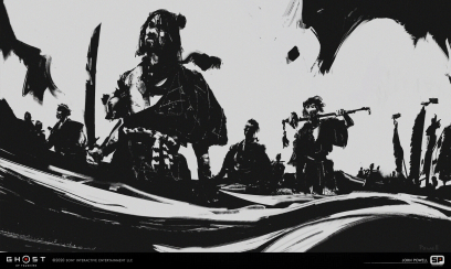 Concept art of The Legend Of Tadayori from the video game Ghost Of Tsushima by John Powell