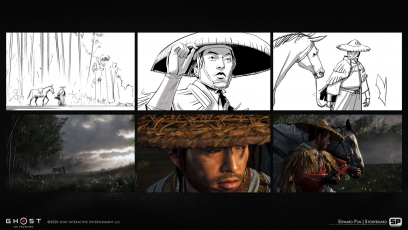 Concept art of E3 2018 Trailer Storyboard from the video game Ghost Of Tsushima by Edward Pun