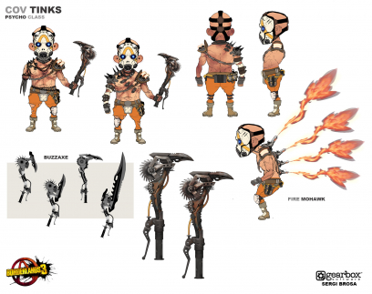 Concept art of Tinks from the video game Borderlands 3 by Sergi Brosa