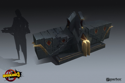 Concept art of Eridian Ruins Chest from the video game Borderlands 3 by Luke H