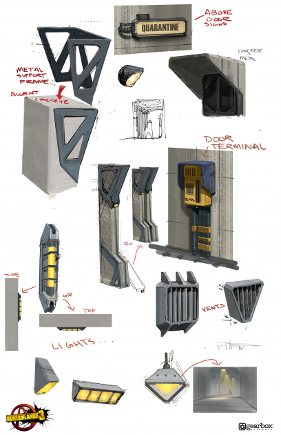 Concept art of Eden 6 Prison Callouts from the video game Borderlands 3 by Adam Ybarra