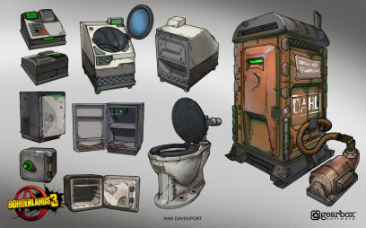 Concept art of Lootables And Interactive Objects from the video game Borderlands 3 by Max Davenport