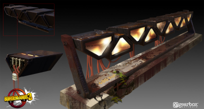 Concept art of Eden 6 Prison Tower Floodlight from the video game Borderlands 3 by Luke H
