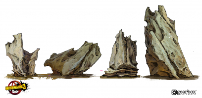 Concept art of Eden 6 Rocks from the video game Borderlands 3 by Adam Ybarra