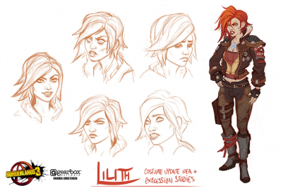 Concept art of Lilith from the video game Borderlands 3 by Amanda Christensen