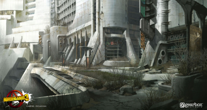 Concept art of Street Level from the video game Borderlands 3 by Gabriel Yeganyan