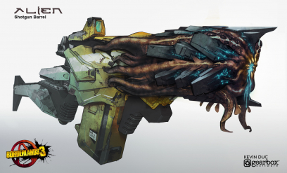Concept art of Alien Weapons from the video game Borderlands 3 by Kevin Duc