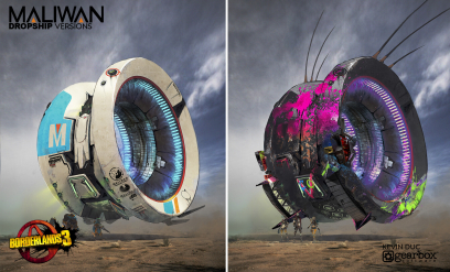 Concept art of Maliwan Vehicles from the video game Borderlands 3 by Kevin Duc