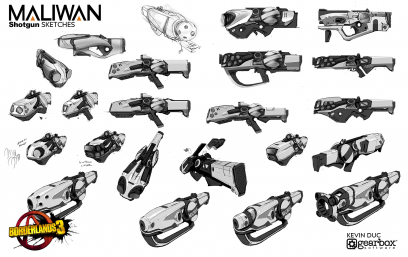 Concept art of Maliwan Weapons from the video game Borderlands 3 by Kevin Duc