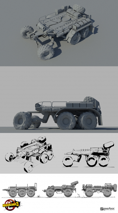 Concept art of Car from the video game Borderlands 3 by Tyler Ryan
