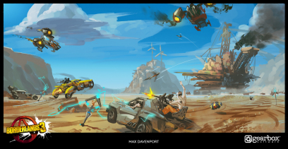 Concept art of Early Carnivora Exploration from the video game Borderlands 3 by Max Davenport